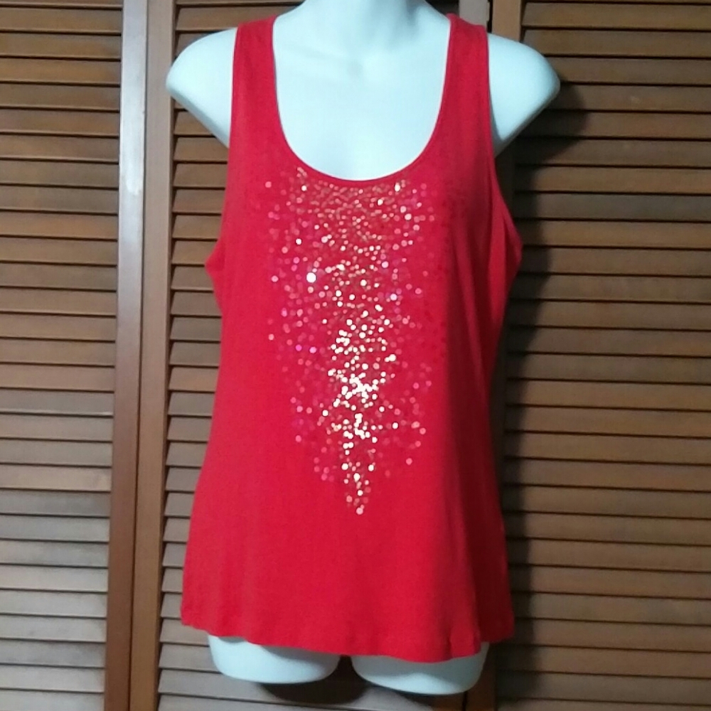 3/$20 Sequin tank large orange
